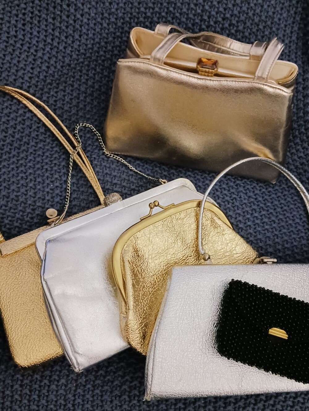 Metallic Gold and Silver Women's Vintage Purse Collection 6pc